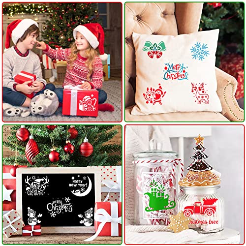Augshy 56 Pack 3 Inch Christmas Stencils, Dot Painting Holiday Templates | Reusable Design, Rock Painting Art Crafts, Scrapbooking Wall Floor Decor, DIY Drawing Projects - style: Christmas
