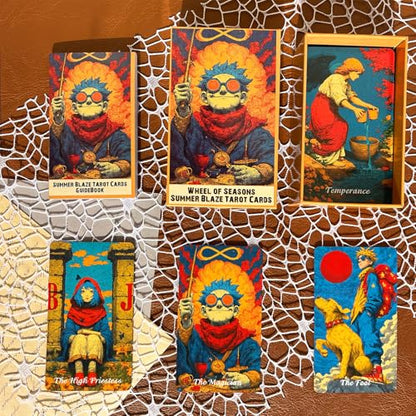 sishui Tarot Deck Unique, 80 Flame Tarot Cards with Guidebook, Summer Blaze Tarot for Beginners and Experienced Readers, 400 GSM Gold-Gilded Premium Deck, Divination and Spiritual Growth Tool - color: Red, Orange, and Gold