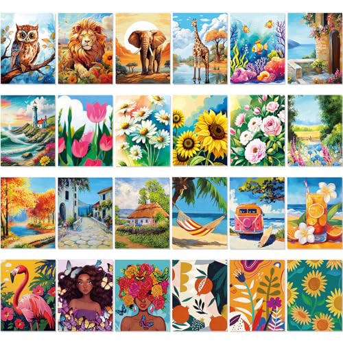 Sherr 24 Pcs Pre Drawn Canvas for Painting Adult Pre Printed Canvas Bulk Sip and Paint Kit Stretched Panels Paint Set for Theme Valentine Painting Night Party Favor(Mixture,8 x 10 Inch) - size: 8 x 10 Inch, style: Mixture