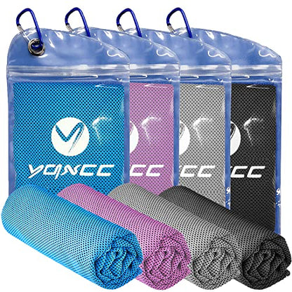 YQXCC 4 Pack Cooling Towels (47"x12"), Ice Cool Towels for Neck & Face - color: Light Blue/Pink/Light Gray/Dark Gray