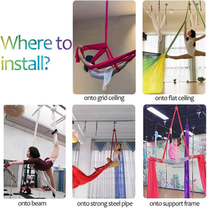 Deluxe Aerial Silks Equipment Set - 11 Yards Aerial Yoga Hammock Swing for Acrobatic, Circus Arts, Dance (L:10m W:2.8m) - color: Orange