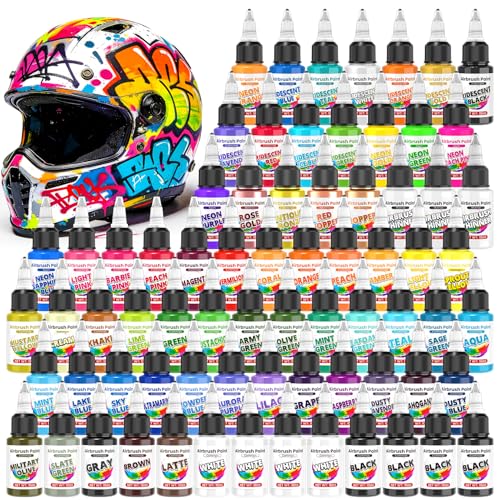 Airbrush Paint - 72 Colors with 3 Thinners, Ready to Spray Air Brush Painting Set, Water-Based Airbrush Paint Set for Fabric, Wood, Model Car, Metal, Plastic - size: 25.2 Fl Oz(Pack of 72)