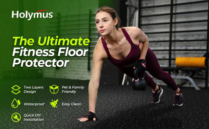 0.56'' Thick 48 Sq Ft Rubber Top High Density EVA Foam Exercise Gym Mats Non-Slip 12 Pcs - Interlocking Puzzle Floor Tiles for Home Gym Heavy Workout Equipment Flooring - 24 x 24in Tile