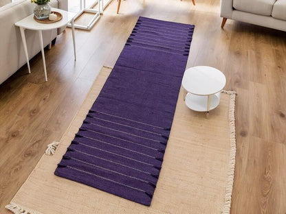 Payal Rugs Cotton Yoga Mat - Eco-Friendly Hand-Woven Rug - Non Slip & Thick (24”x72”x5mm) for Yoga Everyday Fitness at Home - Comfortable Extra-Long - color: Purple 02