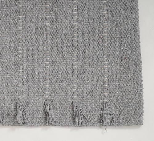 Indian Handmade 100% Organic Cotton Yoga Mat, Hand Woven Rug, Yoga Mat For Everyday Fitness at Home Comfortable Foldable Long Mat - color: Light Gray