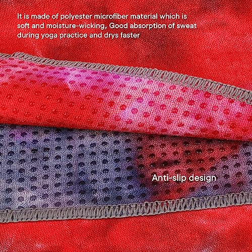 Yoga Towels, Non Slip Hot Yoga Mat Towel with Grip Dots,Super-Absorbent Soft Microfiber Yoga Blanket for Pilates, Fitness and Workout 72inch x 24inch - color: Purple+red