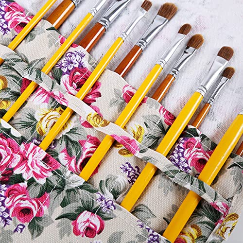22 Slot Canvas Art Paint Brush Holder Canvas brush pouch Watercolor Paintbrushes Roll-Up Case Bag for Artist Watercolor Oil Paint Brush - color: Style-3