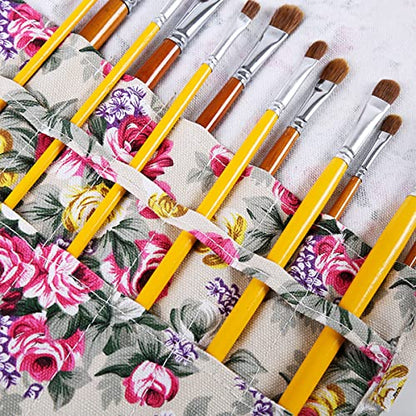 22 Slot Canvas Art Paint Brush Holder Canvas brush pouch Watercolor Paintbrushes Roll-Up Case Bag for Artist Watercolor Oil Paint Brush - color: Style-3