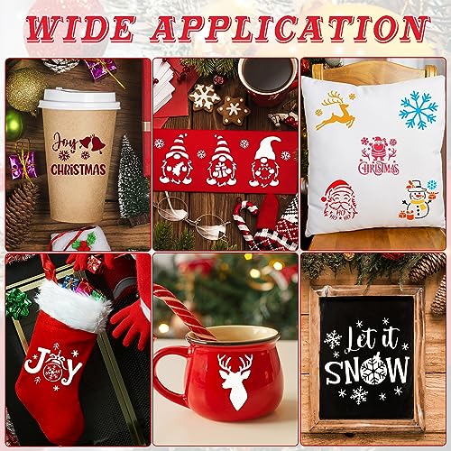 80 Pcs 3 x 3 Inch Christmas Stencils for Painting on Wood, Reusable Merry Christmas Ornament Snowflakes Holiday Stencils DIY Craft Template Set for Wall Rock Home Decor - style: Christmas
