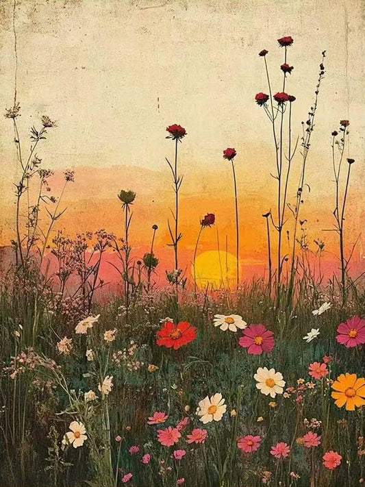 OJTOYART Flower Paint by Numbers Kit for Adults, Wildflower Adult Painting by Numbers for Beginner on Canvas, DIY Hand Painted Oil Paintings for Home Wall Decor 16 X 20 inch - color: MT6298
