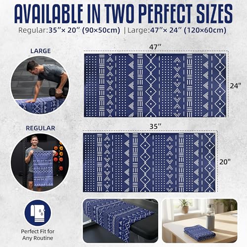 CHEEKY WINX Microfiber Gym Towel – Highly Absorbent Microfiber Sweat Towel, Quick-Dry Lightweight Design, Odour-Resistant Fabric, Matching Carry Bag, Aztech Blue, Regular (90 x 50 cm) - color: Aztec Blue, size: Regular