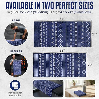 CHEEKY WINX Microfiber Gym Towel – Highly Absorbent Microfiber Sweat Towel, Quick-Dry Lightweight Design, Odour-Resistant Fabric, Matching Carry Bag, Aztech Blue, Regular (90 x 50 cm) - color: Aztec Blue, size: Regular