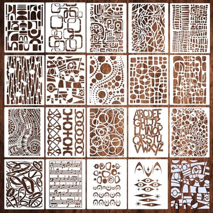 Stencils for Crafts Reusable Texture Stencils 10"x8" | Abstract Geometric Mixed Media Background Stencil for Painting on Wood Canvas Furniture Cards Scrapbook - style: Absract