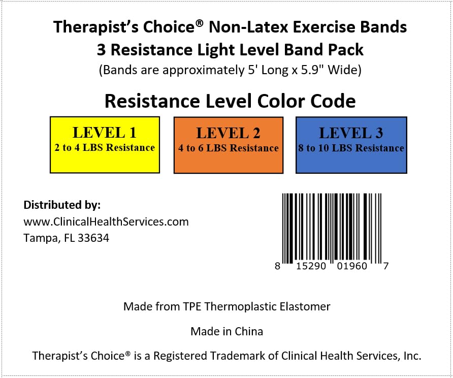 Therapist’s Choice® Professional Non-Latex Resistance Bands for Upper and Lower Body Exercise Workouts, Physical Therapy, Lower Pilates, and Rehab, 25 Yard (75 Feet) Roll Bulk Roll - size: 3 Pack