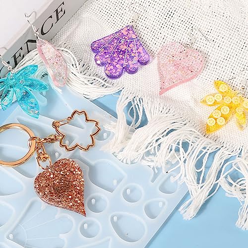 Attuslla Earring Silicone Resin Molds Earring Epoxy Resin Molds DIY Craft with Ear Hooks, Jump Rings for DIY Women Earrings, Pendants, Rings, Jewelry Craft Supplies - color: Style 5