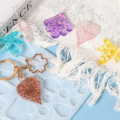 Attuslla Earring Silicone Resin Molds Earring Epoxy Resin Molds DIY Craft with Ear Hooks, Jump Rings for DIY Women Earrings, Pendants, Rings, Jewelry Craft Supplies - color: Style 5