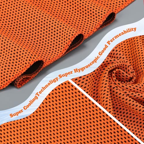 Honoson 30 Pack Cooling Towels for Neck and Face, 27 x 16 in, Orange - color: Orange
