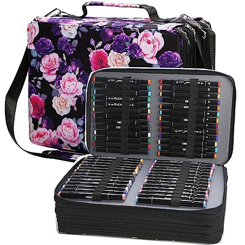 224 Slots Marker Case Lipstick Organizer Markers Holder Marker Organizer | Marker Bag for Markers Art Sketch Marker, Paint Markers, Colored Pencils or Other Art Supplies (Rose, 224 Slots) - color: Rose