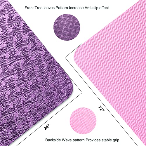 Yoga Mat 1/3" (8mm) Thick Non-Slip, Women Men Fitness & Exercise Mat, 72"Lx24"W Eco-Friendly TPE Workout Mat with Carrying Strap for Yoga, Pilates, Home Gym, Floor Exercises - color: Modena