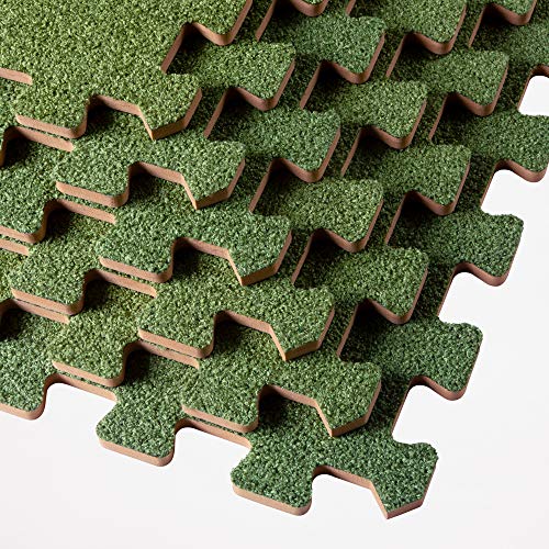 We Sell Mats 3/8 Inch Thick Interlocking Foam Carpet Tiles Durable Carpet Squares Anti Fatigue Support for Home Office or Classroom Use - color: Olive, style: 48 Square Feet (12 Tiles)