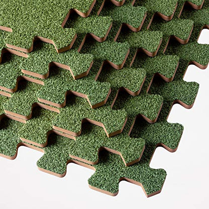 We Sell Mats 3/8 Inch Thick Interlocking Foam Carpet Tiles Durable Carpet Squares Anti Fatigue Support for Home Office or Classroom Use - color: Olive, style: 48 Square Feet (12 Tiles)