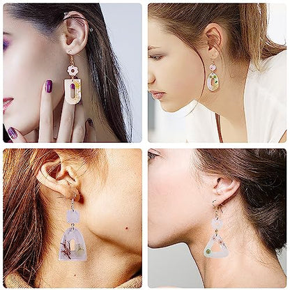 Attuslla Star & Moon Shape Resin Earring Molds - Silicone, Jewelry, DIY Pendant Molds with Ear Hooks & Jump Ring - color: Style 6