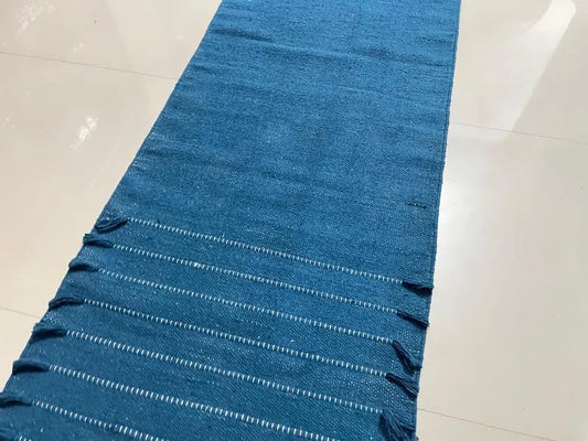 Payal Rugs Cotton Yoga Mat - Eco-Friendly Hand-Woven Rug - Non Slip & Thick (24”x72”x5mm) for Yoga Everyday Fitness at Home - Comfortable Extra-Long - color: Blue