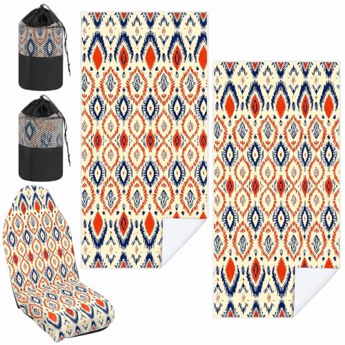 Hahafelt 2 Pack Car Seat Towel Cover with Storage Bag, Aztec Artisans | 63 x 32 in Car Towel Seat Cover Non Slip Waterproof, Gym Workout Swimming Running, Machine Washable Sweat Absorbent Protector - style: Aztec Artisans