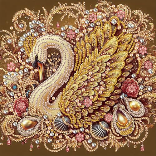 Stalente Diamond Painting Kits for Adults Swan, 5D Special Shape Diamond Art Kits for Beginners, Crystal Rhinestones Diamond Painting for Home Wall Decoration Gift 12×12inch, Animal