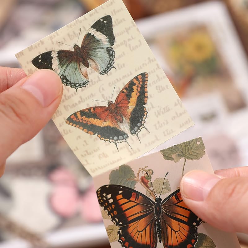 Diuhofart Scrapbook Kits for Adults Women, Aesthetic Stationery Scrap Booking Supples Kit with A6 Grid Notebook for Junk Journal Supplies, DIY Paper Craft Art Materials - color: Green Kit Butterfly