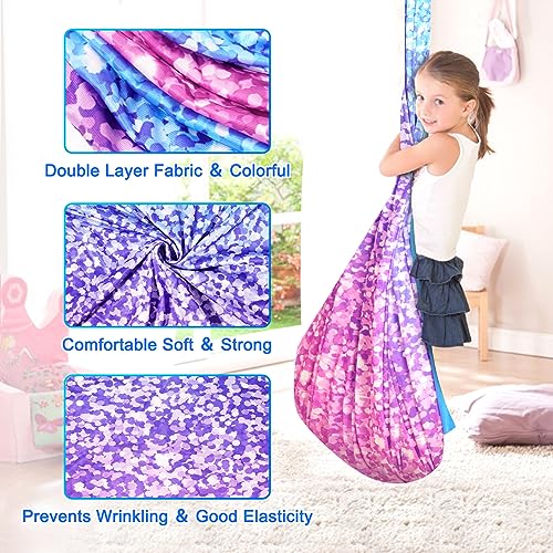 Sensory Swing for Kids Indoor - Outdoor Double-Layer Hammock Swing Special Needs Sensory Joy Therapy Cuddle Chair with 360° Swivel Hanger Kit Adjustable Swing for Aspergers Autism ADHD Adults