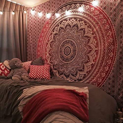 Popular Handicrafts Tapestry Wall Hanging Hippie Mandala Bohemian Hippy Psychedelic Design Indian Tapestries Bedspread 30 x 40 Inches (76 x 101 cms), Pink Purple Ombre - color: Pink Purple, size: 40"L x 30"W