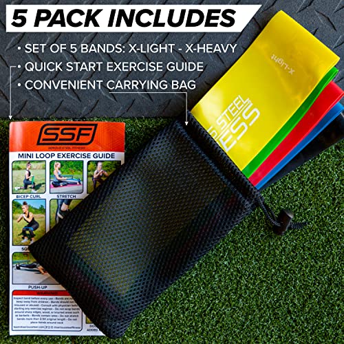 Serious Steel Fitness Mini Resistance Loop Bands | Rehab and Prehab Stretch Bands | 12" Exercise Workout Bands (Sets of 5 Pack and Sets of 10 Pack Trainer Options Available!) - color: 12" x 3" (WIDE) Mini Bands