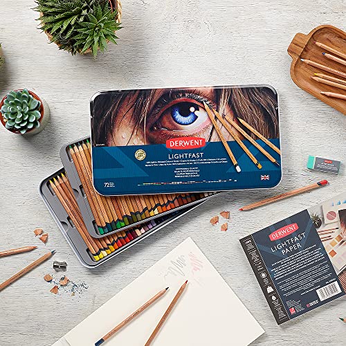 Derwent 2302722 Lightfast Coloured Pencil Tin (Pack of 72) (2302722) - size: 72 Count (Pack of 1)