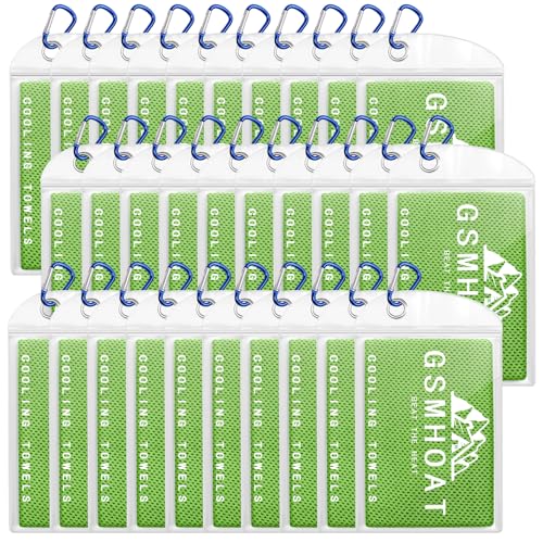 30 Pack Cold Towels for Hot Weather, 40"x12" Bulk Cooling Towel for Neck and Face, Neck Cooling Rags for Sports, Gym, Yoga, Scooer, Golf - color: 30 Green