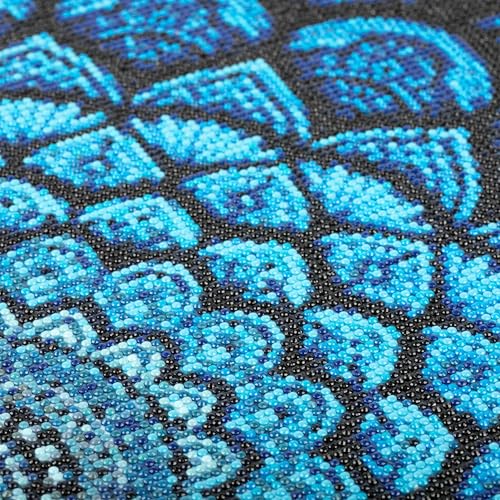 Modern Merch Mandala Diamond Art Kits for Adults, Blue and Black Pattern 5D Diamond Painting for Adults, DIY Mandala Wall Art, Cross Stitch Pattern Gem Art, Full Round Drill 12x16 - color: Blue Mandala