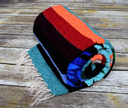 Open Road Goods Aztec Navajo Style Blanket, Throw, or Yoga Bolster - Handwoven Mexican Diamond Blanket (Mint) - color: Mint
