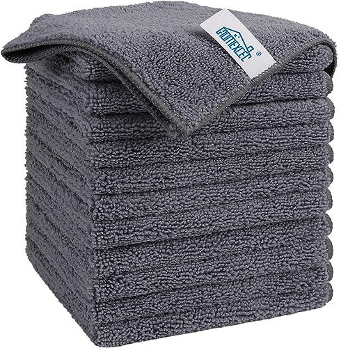 HOMEXCEL Grey Microfiber Cleaning Cloth, Microfiber Towels for Car, 12 Pack | Lint Free Cleaning Rags for Household, Kitchen, Car Wash Towels for Detailing Drying, Scratch-Free, 11.5"X 11.5" - color: Grey
