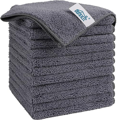 HOMEXCEL Grey Microfiber Cleaning Cloth, Microfiber Towels for Car, 12 Pack | Lint Free Cleaning Rags for Household, Kitchen, Car Wash Towels for Detailing Drying, Scratch-Free, 11.5"X 11.5" - color: Grey