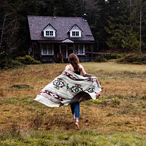 Inca Aztec Throw, Queen, King Blanket | Southwest Indian Navajo Boho Style | Native Cover for Camping, Bedding, Couch, Vanlife | Faux Alpaca, Lightweight, Hypoallergenic (Pachamama Brown, Queen) - color: Pachamama Brown, size: Queen