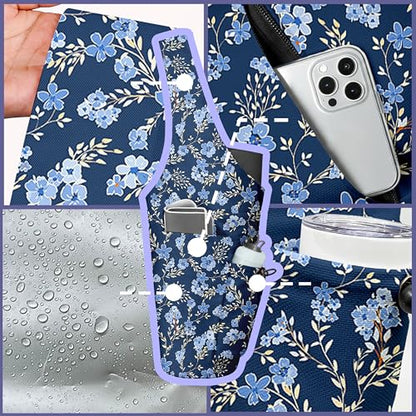 Yoga Bag for Women, Large Yoga Mat Bag Tote Carrier with Wet Dry Pocket | Water Bottle Holder & Adjustable Strap, Fits 1/2" Thick Yoga Mat for Gym, Pilates, Travel, Work - color: Blue Flower