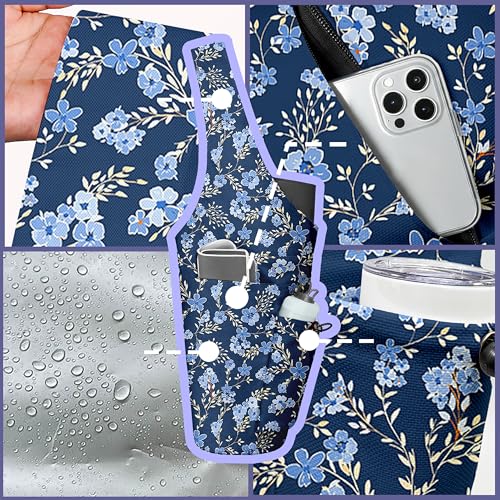 Yoga Bag for Women, Large Yoga Mat Bag Tote Carrier with Wet Dry Pocket | Water Bottle Holder & Adjustable Strap, Fits 1/2" Thick Yoga Mat for Gym, Pilates, Travel, Work - color: Blue Flower
