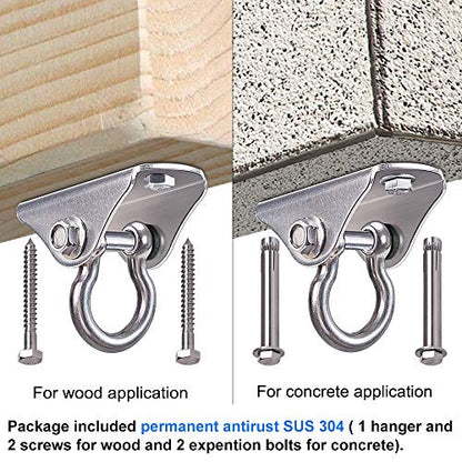 SELEWARE Heavy Duty Swing Hanger Stainless Steel Ceiling Swing Hooks 1 Pack | 180° Swivel Ceiling Mount Swing Hardware for Porch Swing Set Hammock Chair Heavy Bag Yoga Silk 1000 LB Capacity - color: 180° Swing Hanger ( 1 Pack )