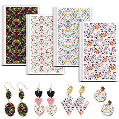 OLYCRAFT Mexican Traditional Pattern Clay Transfer Paper - 24 Pcs for Polymer Clay Jewelry Making - style: Mexican Pattern
