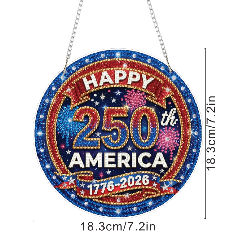 ARPADAMO Hanging Ornament Diamond Art Kits for Adult Anniversary 7.2x7.2in | 5D DIY Special Shaped Crystal Independence Day 250th America Patriotic Diamond Painting Kit,Window Hanging Gift Home Garden - color: DP03973