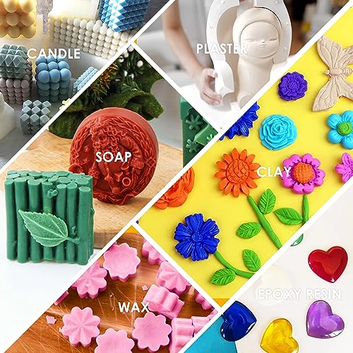 Silicone Molds Making Kit 46oz, Super Elastic 15A Silicone Rubber for DIY Mold Making, Silicone 1:1 Mixing Fast Curing Silicone Mold Kit for Casting Resin Molds, Candle Molds, Soap Mold, Craft (Green) - color: Green, 46oz