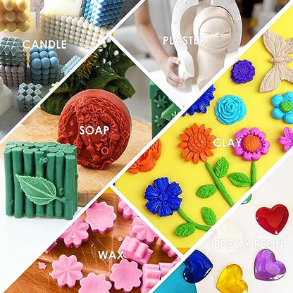 Silicone Molds Making Kit 46oz, Super Elastic 15A Silicone Rubber for DIY Mold Making, Silicone 1:1 Mixing Fast Curing Silicone Mold Kit for Casting Resin Molds, Candle Molds, Soap Mold, Craft (Green) - color: Green, 46oz