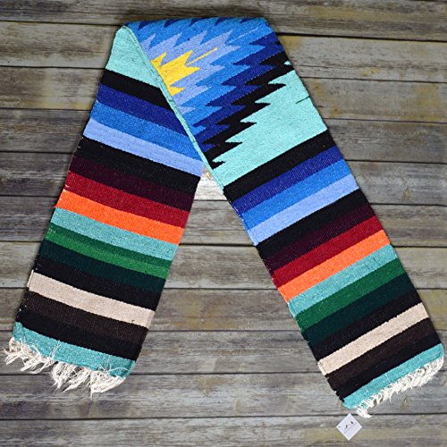Open Road Goods Aztec Navajo Style Blanket, Throw, or Yoga Bolster - Handwoven Mexican Diamond Blanket (Mint) - color: Mint