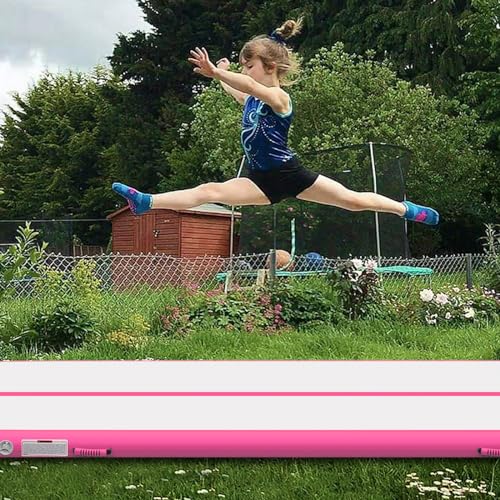 Air Mat Tumble Track, Gymnastics Mats Tumbling Track with Electric Air Pump for Home Use Cheerleading Training Kids Gym Yoga - color: Pink, size: 20ftx3.3ftx4inch