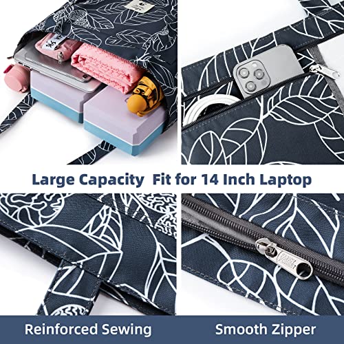 WLLWOO Yoga Mat Carrier Bag for Women Canvas Carryall Tote Gym Pilates | Large Holder Zipper Shoulder for Beach Travel Workout Fitness Office - color: Leaf